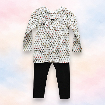 Camiseta Com Calça Gola Babadinho - Patinhos