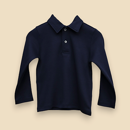 Camisa Polo ML - Azul Marinho Liso