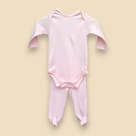 Pijama Body e Calça ML - Rosa Liso