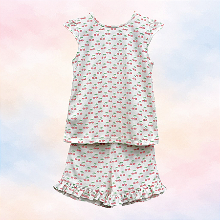 Pijama Camiseta e Shorts MC - Cereja
