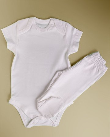 Pijama Body e Calça MC - Branco Liso