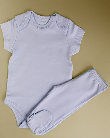 Pijama Body e Calça MC - Celeste Liso