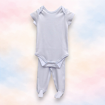Pijama Body e Calça MC - Celeste Liso