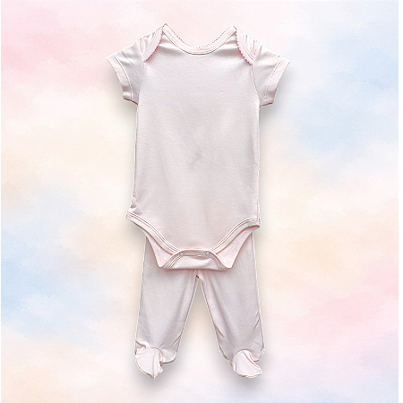 Pijama Body e Calça MC - Rosa Liso
