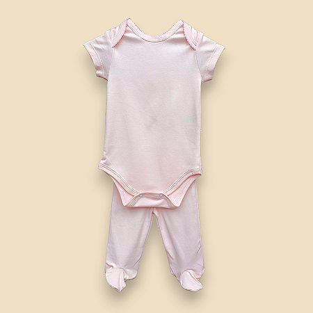 Pijama Body e Calça MC - Rosa Liso