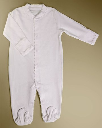Macacão Broche Picueta - Branco Liso