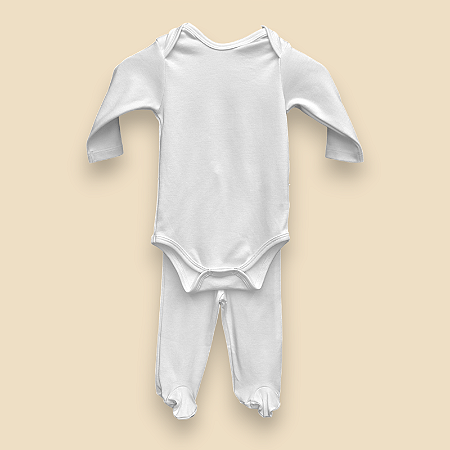 Pijama Body e Calça ML - Branco Liso