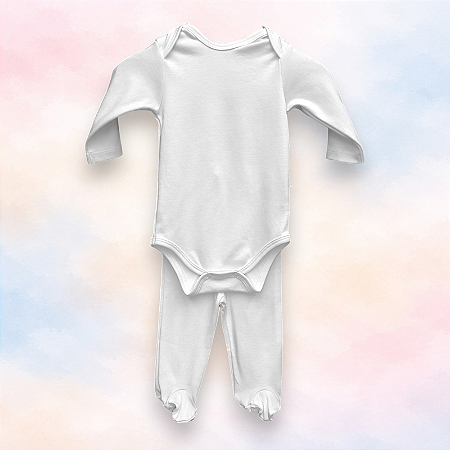 Pijama Body e Calça ML - Branco Liso