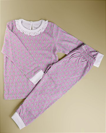Pijama Blusa e Calça ML Menina - Cacto Rosa