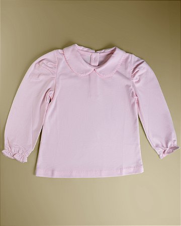 Camiseta Menina ML - Rosa Liso