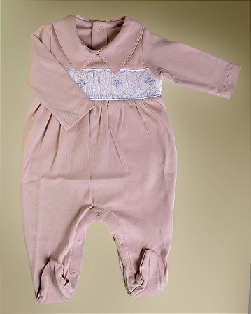 Macacão Smock 4 Pontos Azul - Areia