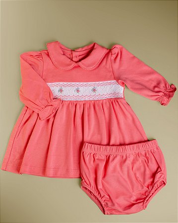 Vestido Smock Flor Rosa Escura - Rosa Escuro ML