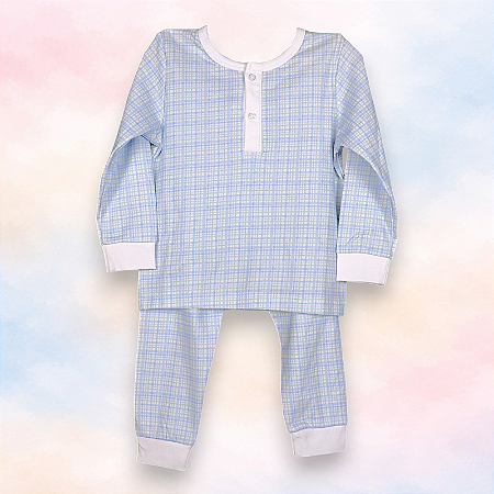 Pijama Blusa e Calça - Xadrez Verde e Azul