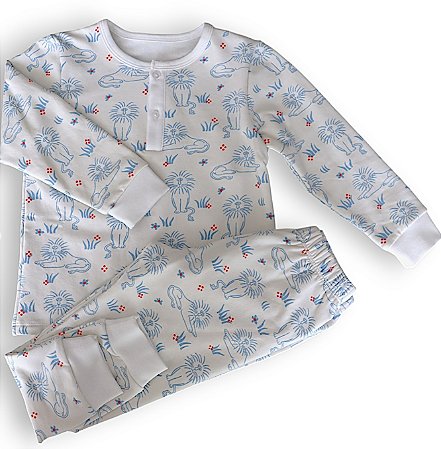 Pijama Flanelado Blusa e Calça ML - Leão Azul Menino