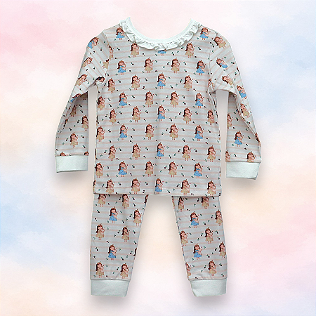 Pijama Blusa e Calça ML - Menininha e Unicórnio
