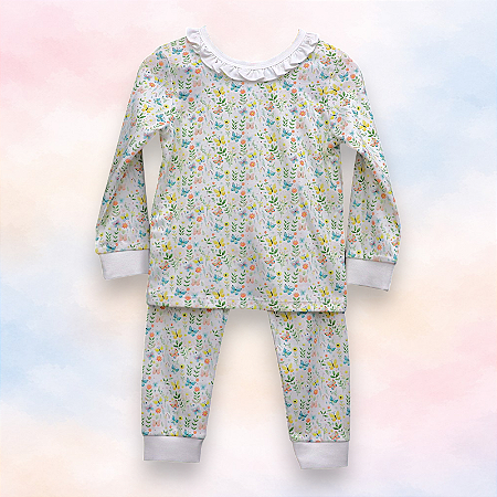 Pijama Blusa e Calça ML - Borboleta Florida