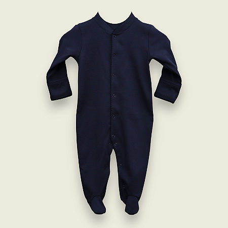 Macacão Broche Picueta Azul Marinho Liso