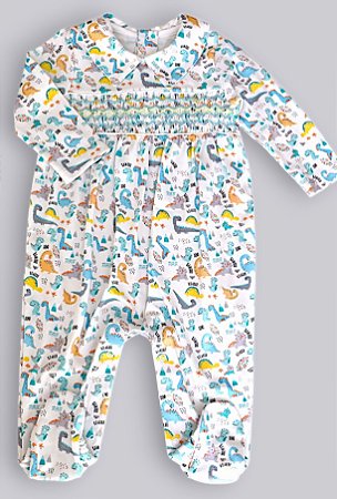 Macacão Smock losango amarelo e celeste - Dino