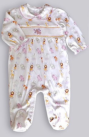 Macacão Smock Rinoceronte Rosa - Animaizinhos
