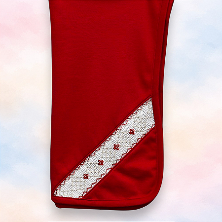 Manta Smock Florzinhas Vermelhas - Vermelho Liso
