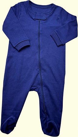 Macacão Zíper Duplo - Azul Marinho Liso