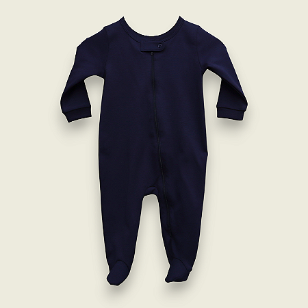 Macacão Zíper Duplo - Azul Marinho Liso