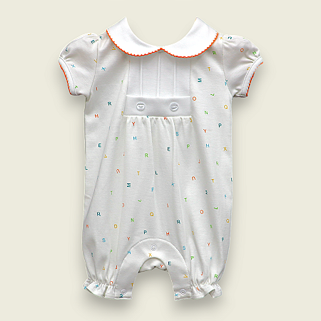 Macaquinho Botão Menina - Letras Coloridas