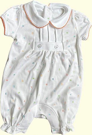 Macaquinho Botão Menina - Letras Coloridas