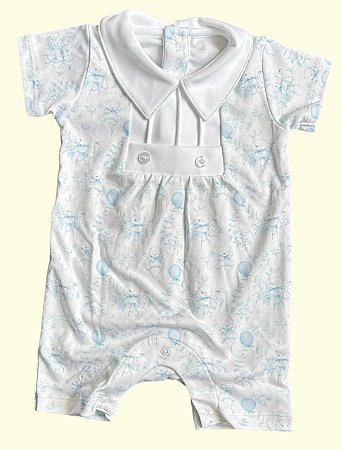 Macaquinho Botão Menino - Balões Azuis