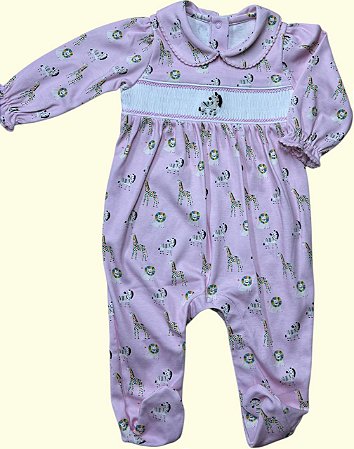 Macacão Smock Zebra Colorida - Animais Aquarelados Rosa