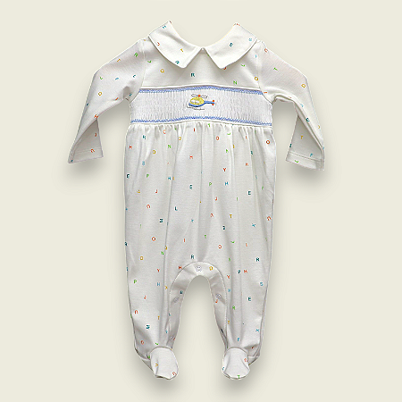 Macacão Smock Helicóptero Colorido - Letras Coloridas