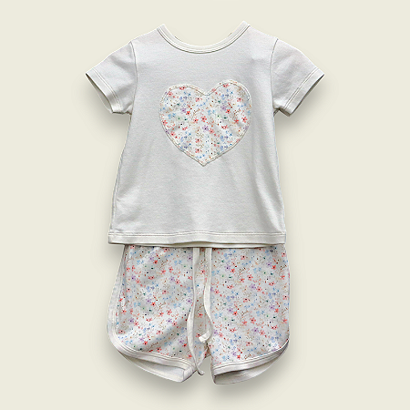 Pijama Blusa e Shorts MC - Coração Florido