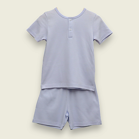 Pijama Blusa e Shorts MC - Celeste Liso