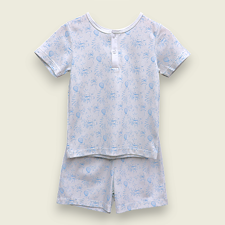 Pijama Blusa e Shorts MC - Ursinho e Balões Azuis
