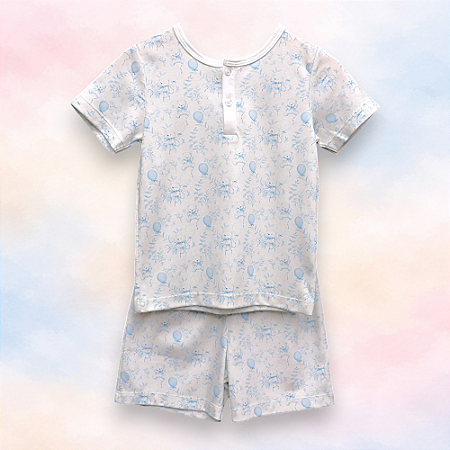 Pijama Blusa e Shorts MC - Ursinho e Balões Azuis