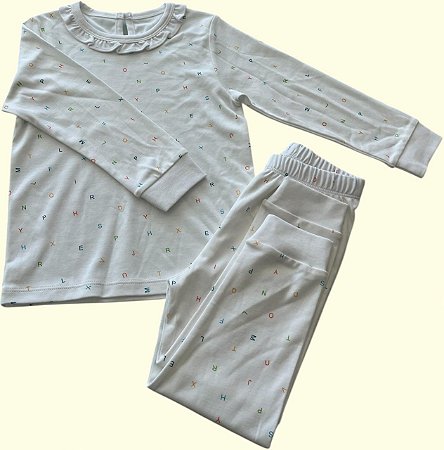 Pijama Blusa e Calça ML - Letras Coloridas Menina