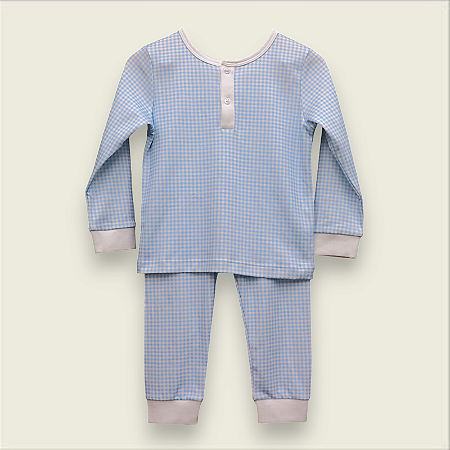 Pijama Blusa e Calça ML - Xadrez Azul