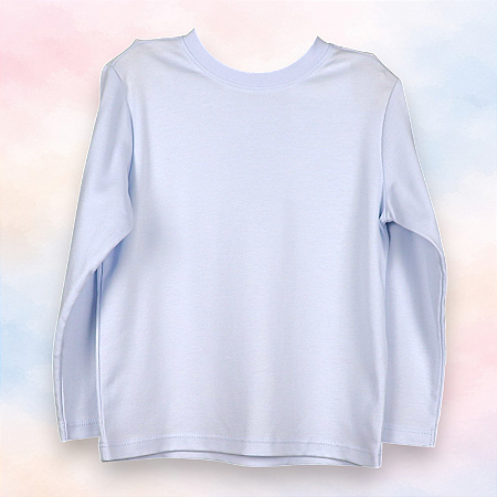 Camiseta Gola Careca ML - Celeste Liso