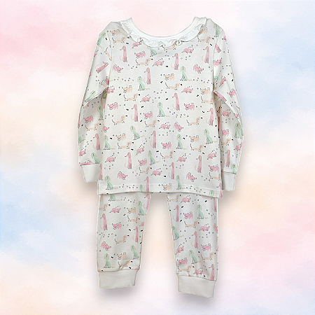 Pijama Blusa e Calça ML - Cachorrinhos Coloridos Menina