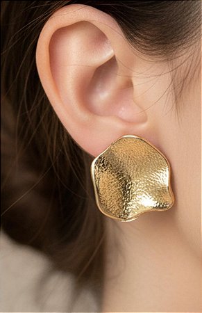 Par Brincos Folheado Ouro 18k Orgânico Fosco 33207