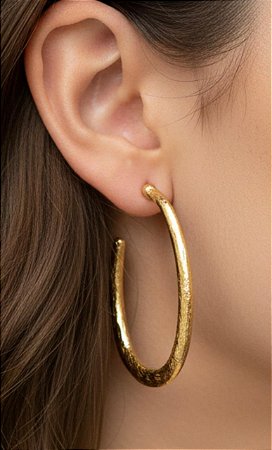 Brincos Argola Gota Folheados Miri Morena 3,5cm 33214