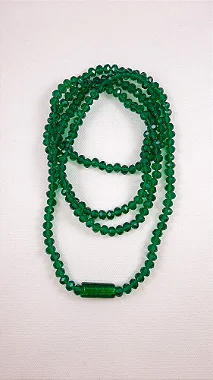 Guia de Proteção Verde em Cristais de Vidro (65 cm) - OXOSSI - POVO DA MATA - CABOCLOS - UMBANDA - CANDOMBLE