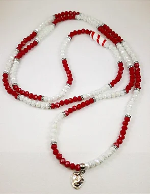 Guia em Cristal de Vidro (65 cm) - Zé Pelintra (Branca e Vermelha) - Umbanda - Candomblé - Quimbanda