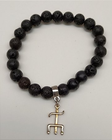 Pulseira de Proteção para Exú em Pedra Vulcânica