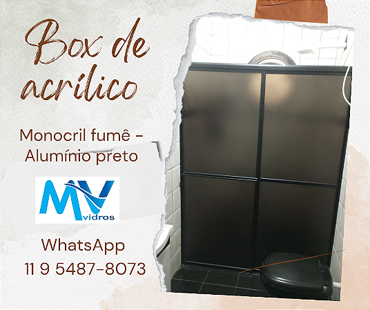 Box de Acrílico para Banheiro - 1,01 até 1,10 (altura padrão 1,90)