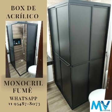 Box para Banheiro de Acrílico (Canto) - 0,80 x 0,80 x 1,90 altura
