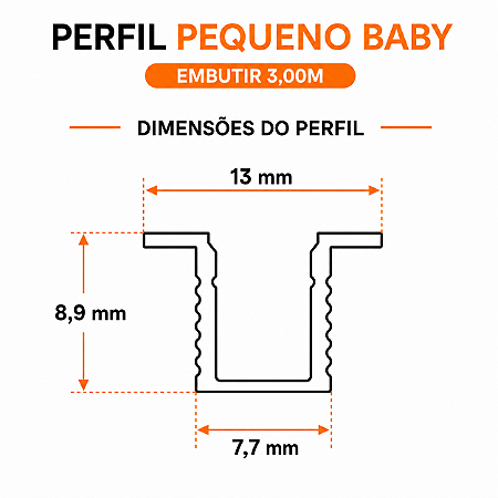 Perfil Pequeno Baby Embutir 3,00M