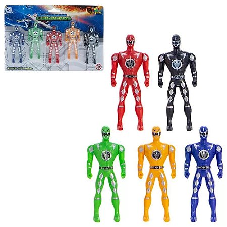 KIT BONECOS RANGERS 5 GUERREIOS FIGURA ACAO LENDARIO FORÇA RANGER ARTICULADO (6