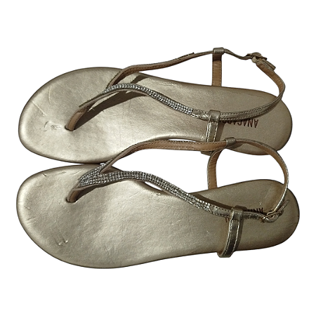 Sandália Rasteira ANACAPRI Dourada com Strass – Tamanho 37