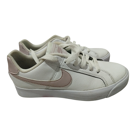 Tênis Nike Court Royale/Court Legacy Branco e Rosa Claro -Tamanho 35